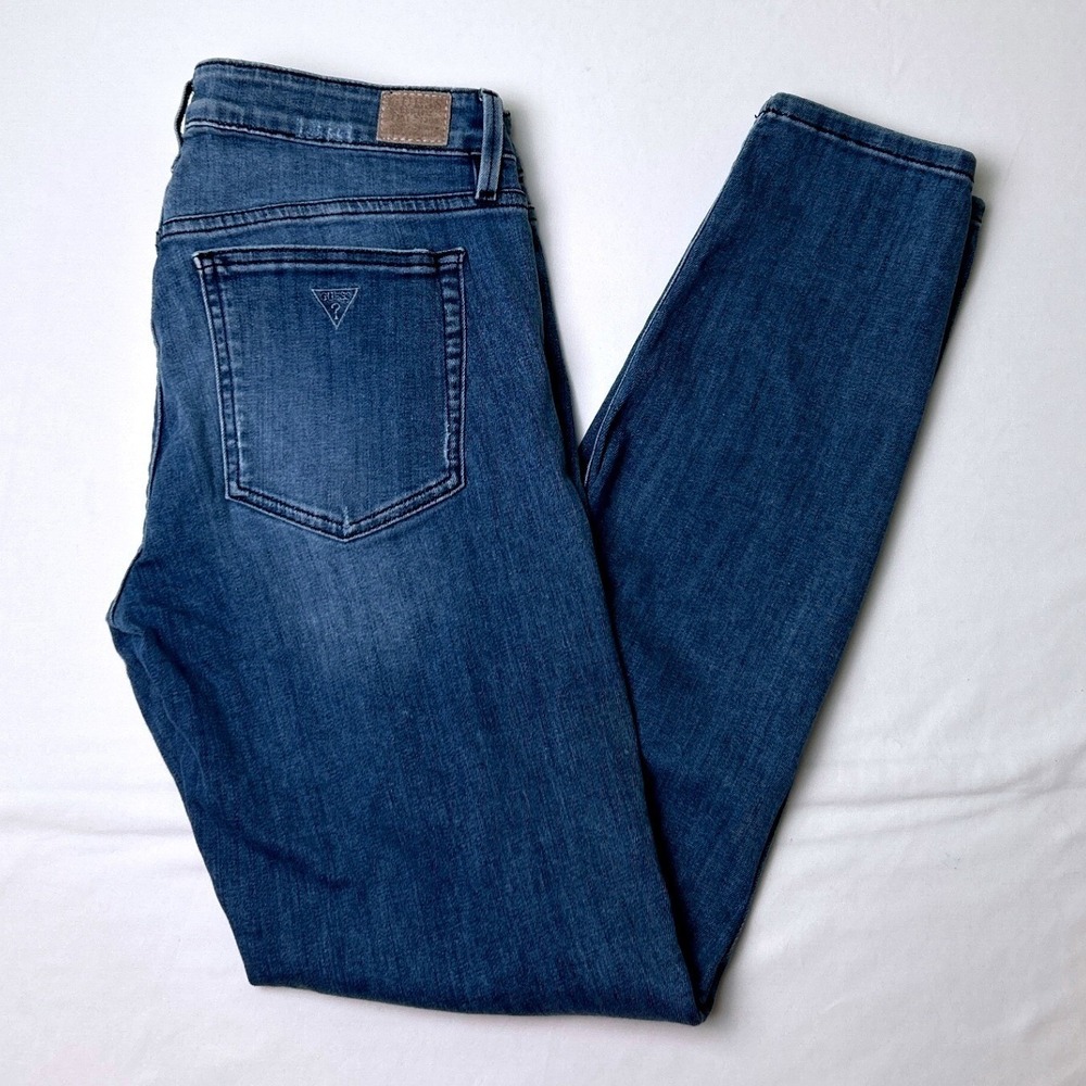 Guess Womens Kate Distressed Low Rise Skinny Jeans Size 10/30 Medium Blue Denim